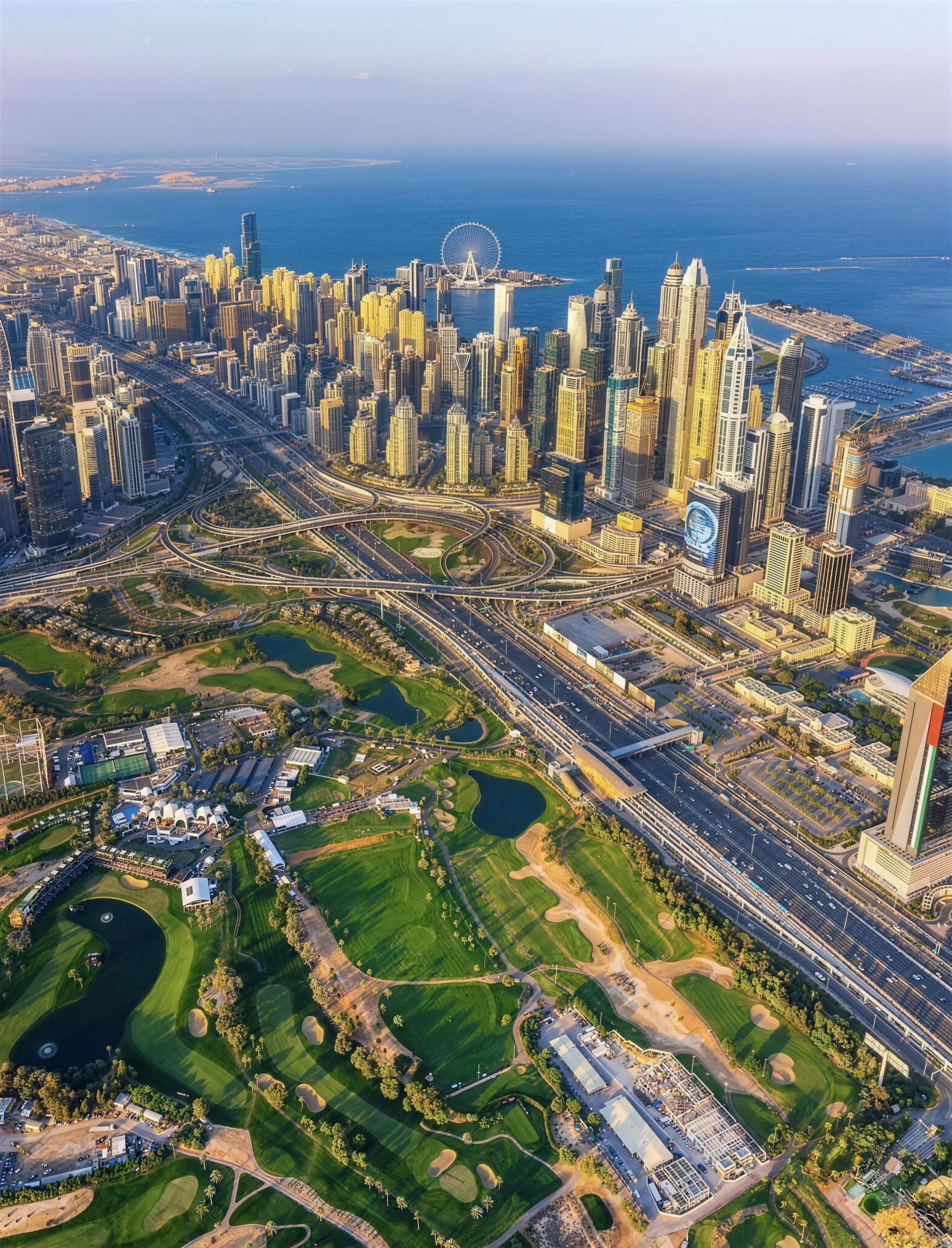 Vista serale di Dubai Marina con i grattacieli sul canale